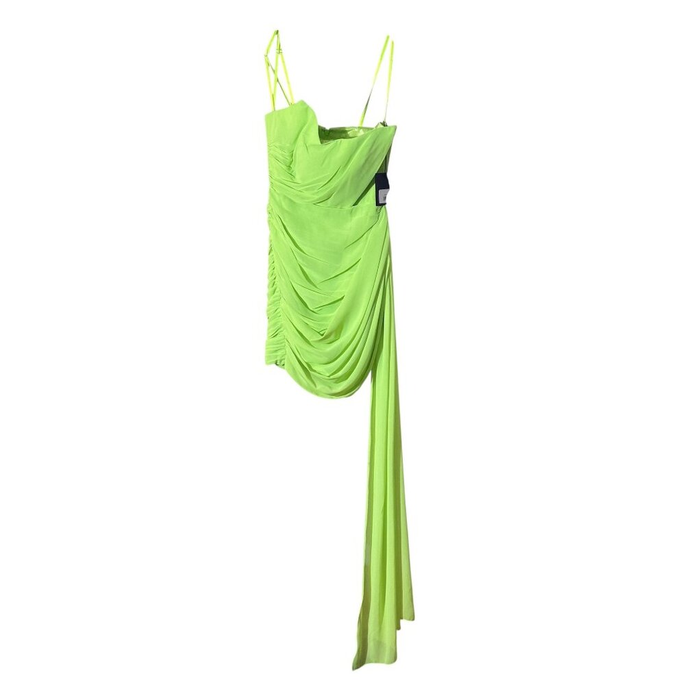 NWT leena for Mac Duggal Strapless Drape Cocktail Dress /Lime /Sizes 0 and 8 - Picture 4 of 7